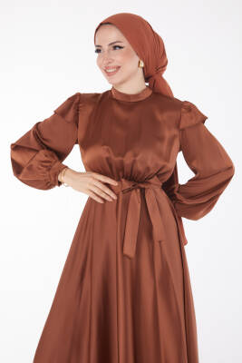 Prenses Kol Abiye Elbise Kahve - 24887 - 3