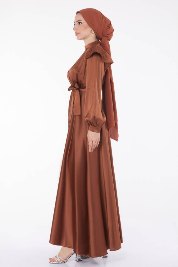 Prenses Kol Abiye Elbise Kahve - 24887 - 4