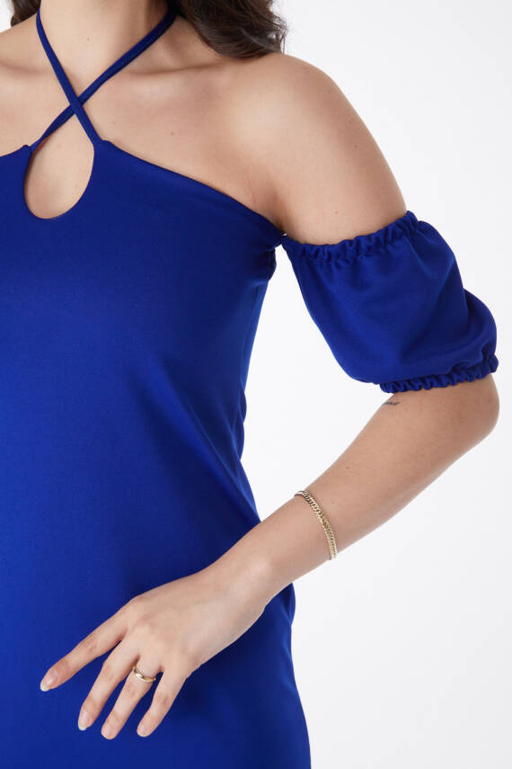 Prenses Kol Abiye Elbise Saks - 13189 - 6