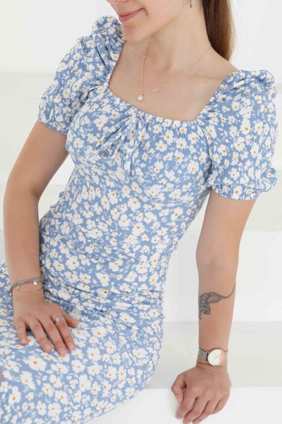 Prenses Kol Yırtmaçlı Elbise Bebe Mavi - 27292 - 4