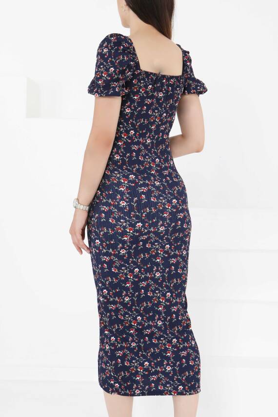 Prenses Kol Yırtmaçlı Elbise Lacivert - 27393 - 6