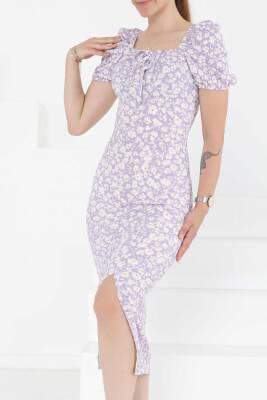 Prenses Kol Yırtmaçlı Elbise Lila - 27292 