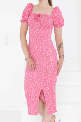 Prenses Kol Yırtmaçlı Elbise Pembe - 27291 - 4