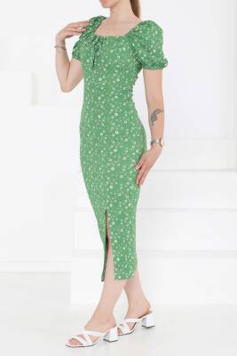 Prenses Kol Yırtmaçlı Elbise Yesil - 27291 - 4