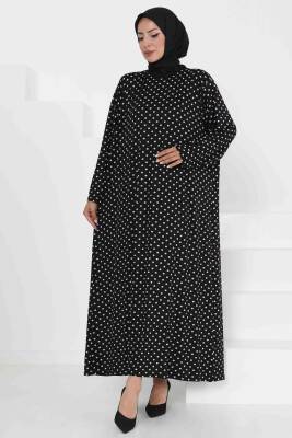 Puantiye Desenli Elbise Siyah - 27369 - 1