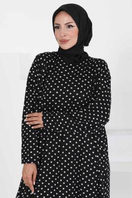 Puantiye Desenli Elbise Siyah - 27369 - 4