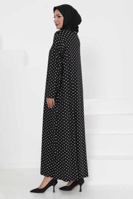 Puantiye Desenli Elbise Siyah - 27369 - 5