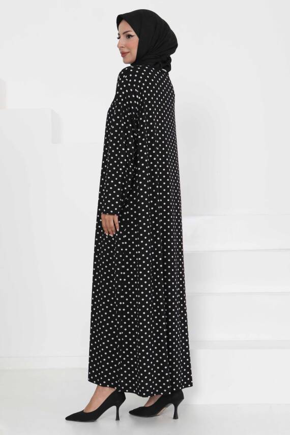 Puantiye Desenli Elbise Siyah - 27369 - 5