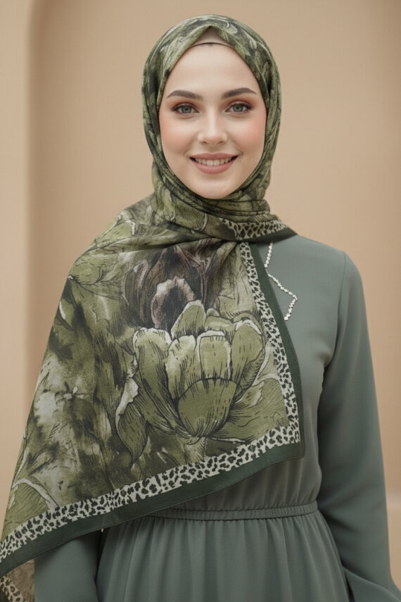 Rustik Bloom Serisi Bambu Crash Şal Haki - 28002-HAKI - 2