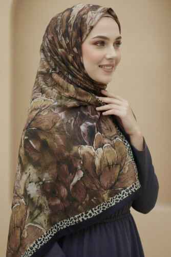 Rustik Bloom Serisi Bambu Crash Şal Kahve - 28002-KAHVE