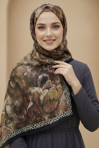 Rustik Bloom Serisi Bambu Crash Şal Kahve - 28002-KAHVE - 2