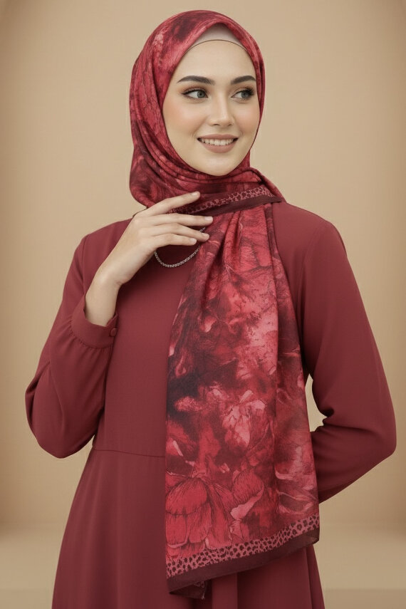 Rustik Bloom Serisi Bambu Crash Şal Kirmizi - 28002-KIRMIZI - 1