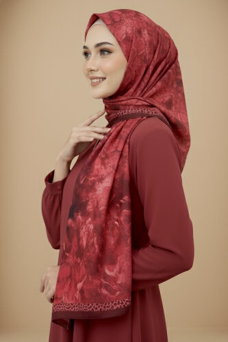 Rustik Bloom Serisi Bambu Crash Şal Kirmizi - 28002-KIRMIZI - 2