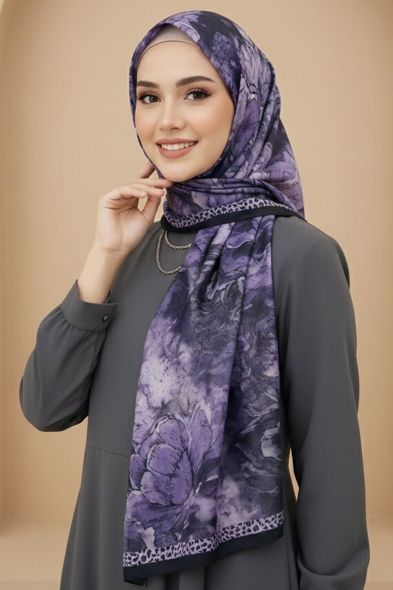 Rustik Bloom Serisi Bambu Crash Şal Mor - 28002-MOR - 1