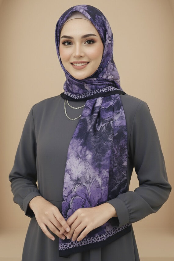 Rustik Bloom Serisi Bambu Crash Şal Mor - 28002-MOR - 2