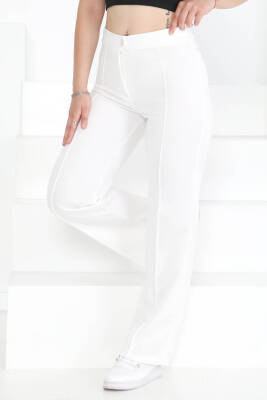 Şerit Detaylı Spor Pantolon Beyaz - 27084 
