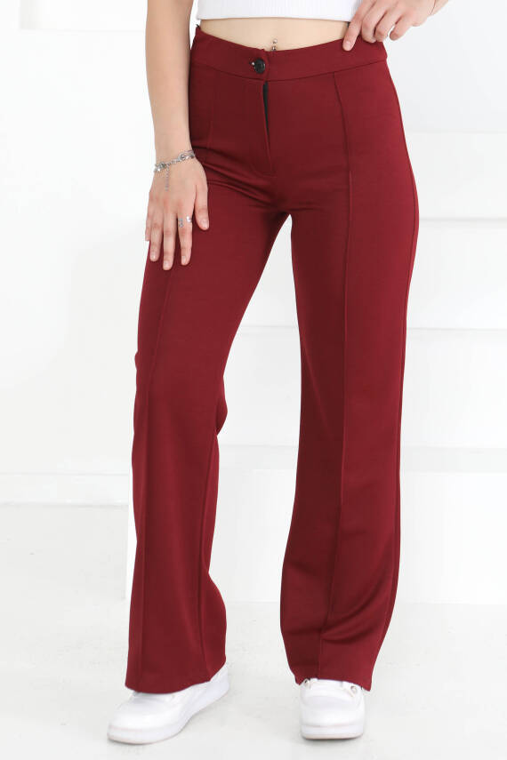 Şerit Detaylı Spor Pantolon Bordo - 27084 - 1