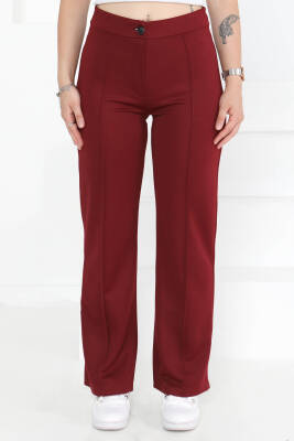 Şerit Detaylı Spor Pantolon Bordo - 27084 - 2