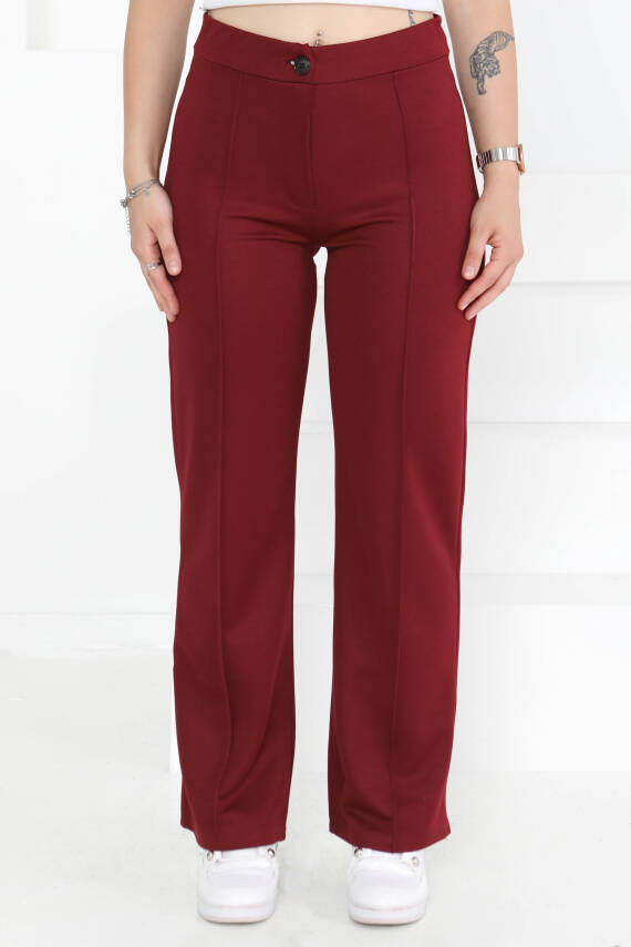 Şerit Detaylı Spor Pantolon Bordo - 27084 - 2