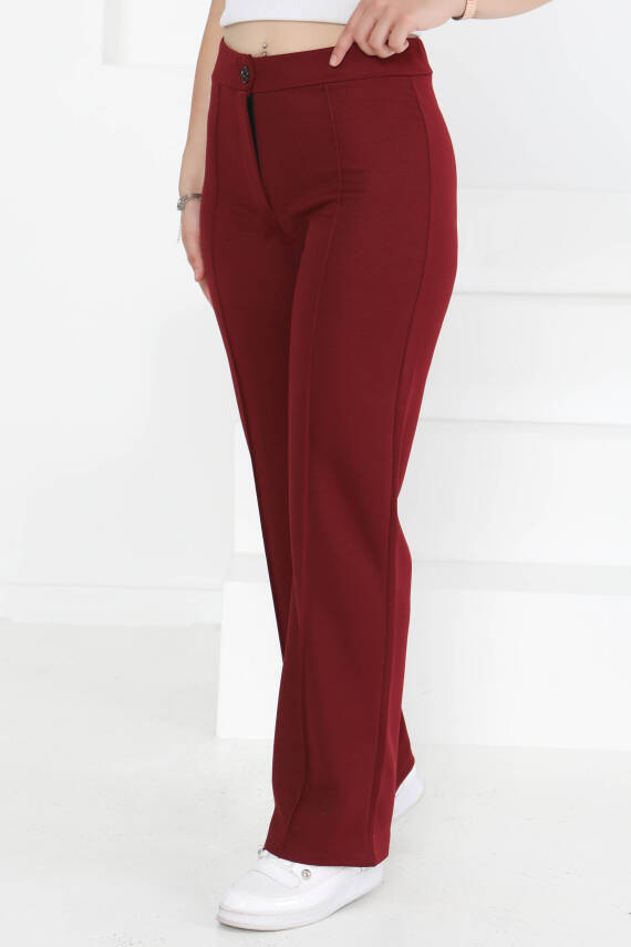 Şerit Detaylı Spor Pantolon Bordo - 27084 - 3