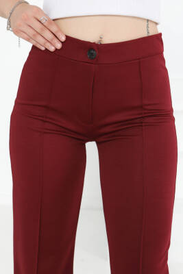 Şerit Detaylı Spor Pantolon Bordo - 27084 - 4
