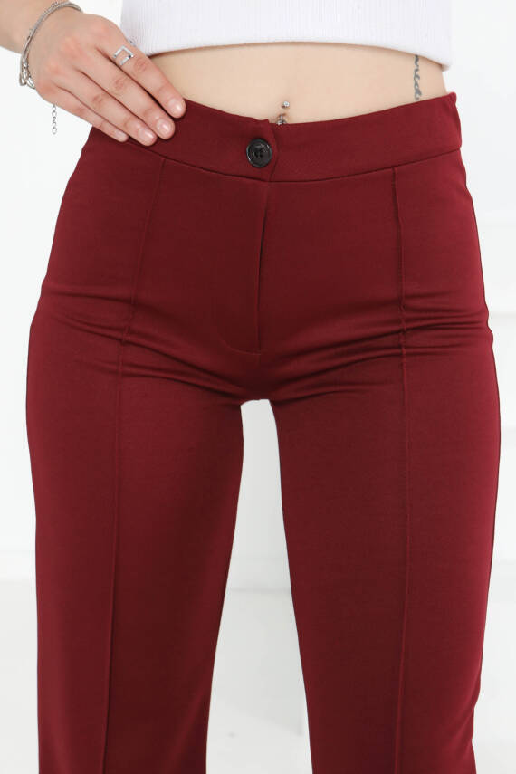 Şerit Detaylı Spor Pantolon Bordo - 27084 - 4