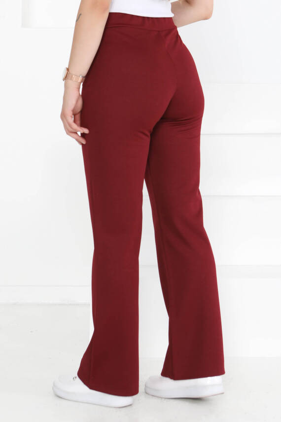 Şerit Detaylı Spor Pantolon Bordo - 27084 - 5