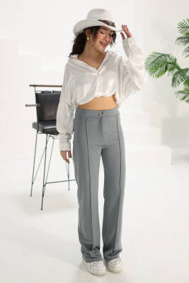 Şerit Detaylı Spor Pantolon Gri - 27084 
