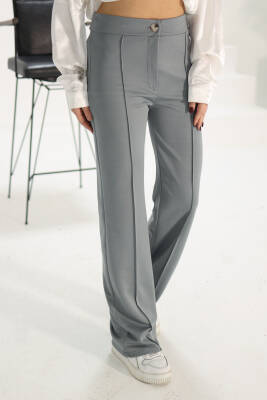 Şerit Detaylı Spor Pantolon Gri - 27084 - 4