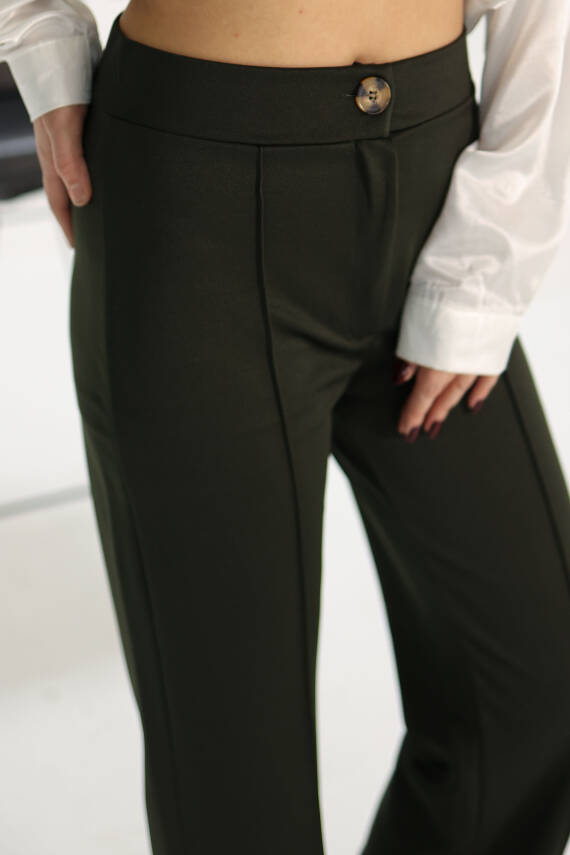 Şerit Detaylı Spor Pantolon Haki - 27084 - 4