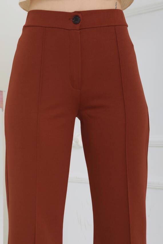 Şerit Detaylı Spor Pantolon Kahve - 27084 - 3