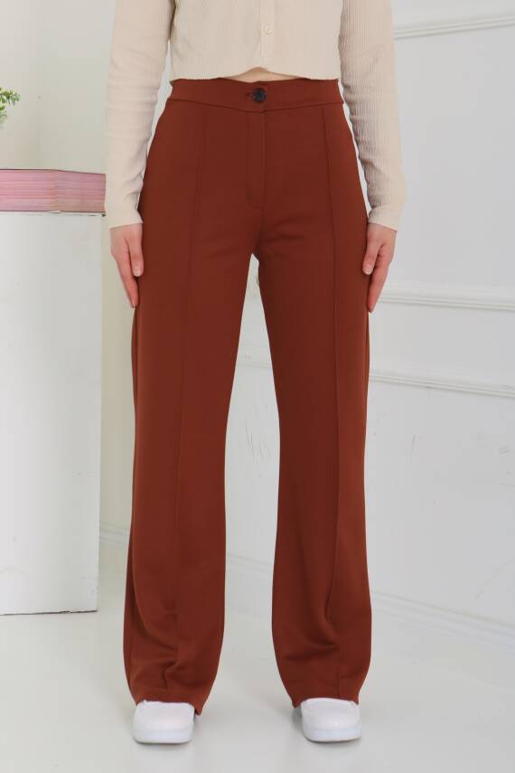 Şerit Detaylı Spor Pantolon Kahve - 27084 - 4