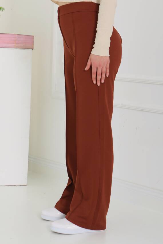 Şerit Detaylı Spor Pantolon Kahve - 27084 - 5