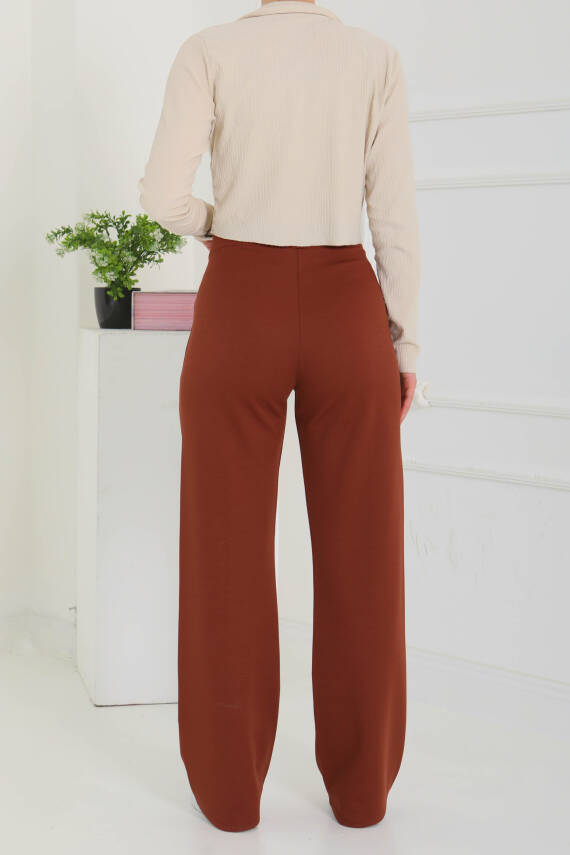Şerit Detaylı Spor Pantolon Kahve - 27084 - 6