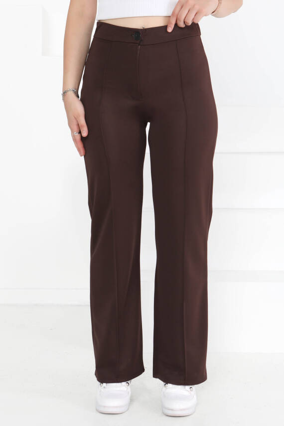 Şerit Detaylı Spor Pantolon Koyu Kahve - 27084 - 1