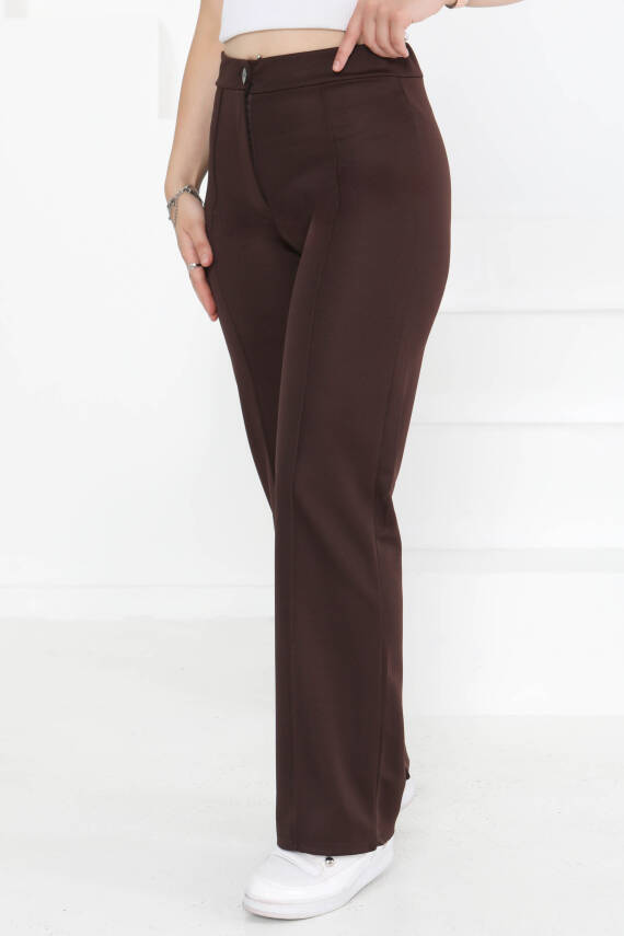 Şerit Detaylı Spor Pantolon Koyu Kahve - 27084 - 2