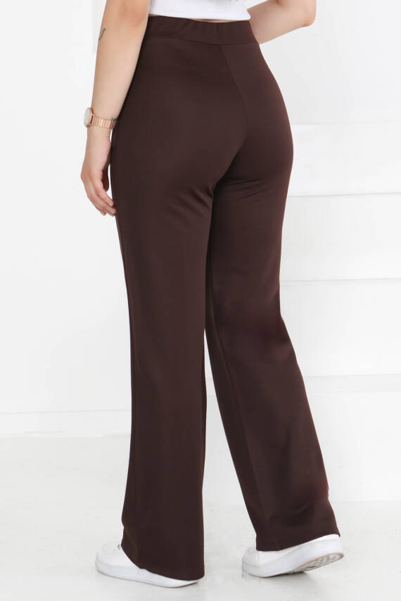 Şerit Detaylı Spor Pantolon Koyu Kahve - 27084 - 4
