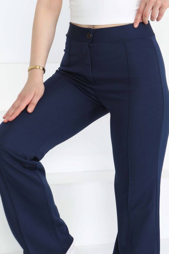 Şerit Detaylı Spor Pantolon Lacivert - 27084 - 4