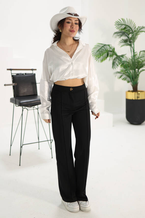 Şerit Detaylı Spor Pantolon Siyah - 27084 - 7