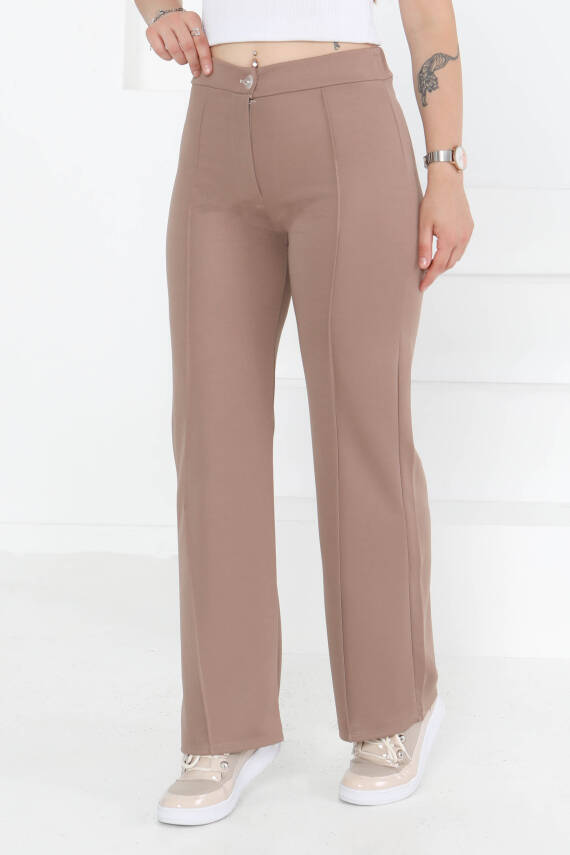 Şerit Detaylı Spor Pantolon Vizon - 27084 - 2