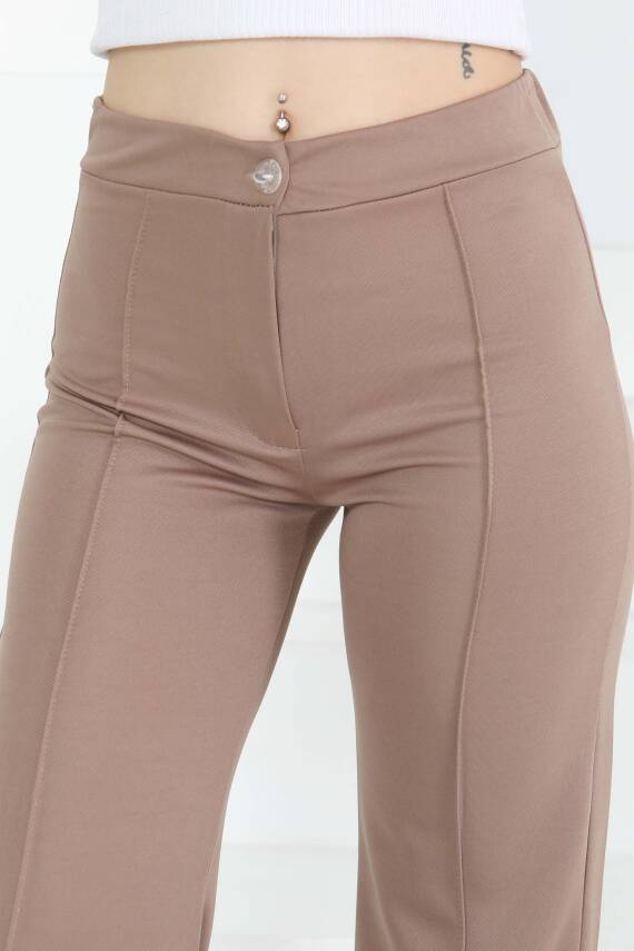 Şerit Detaylı Spor Pantolon Vizon - 27084 - 3
