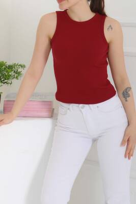 Sıfır Kol Crop Bordo - 27135 - 4