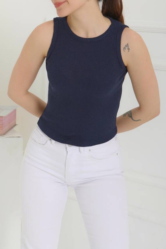 Sıfır Kol Crop Lacivert - 27135 - 3