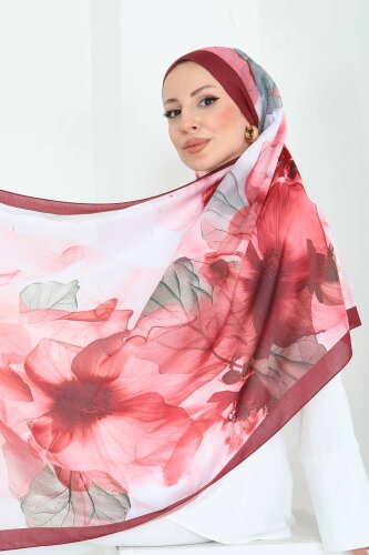 Soft Garden Serisi Pamuk Şal Bordo - 27920-BORDO - 3