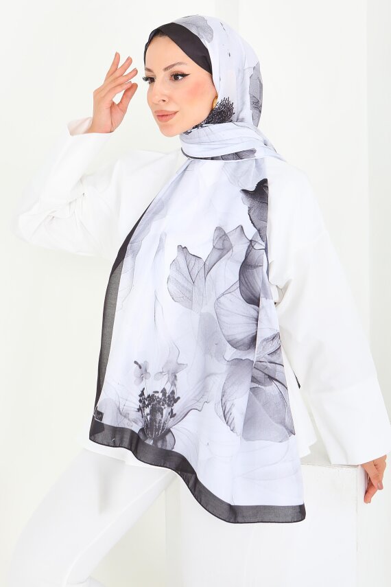 Soft Garden Serisi Pamuk Şal Siyah - 27920-SIYAH - 1