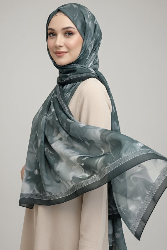 Soft Mist Serisi Pamuk Şal Füme - 27985-FUME - 1