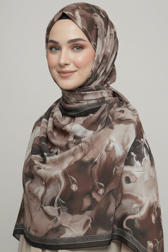 Soft Mist Serisi Pamuk Şal Kahve - 27985-KAHVE - 2