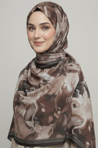 Soft Mist Serisi Pamuk Şal Kahve - 27985-KAHVE