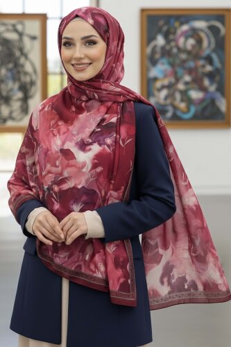 Soft Mist Serisi Pamuk Şal Kirmizi - 27985-KIRMIZI