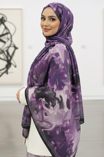 Soft Mist Serisi Pamuk Şal Mor - 27985-MOR